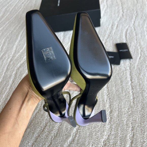 Saint Laurent Silk Slingback Pumps - Picture 7 of 10